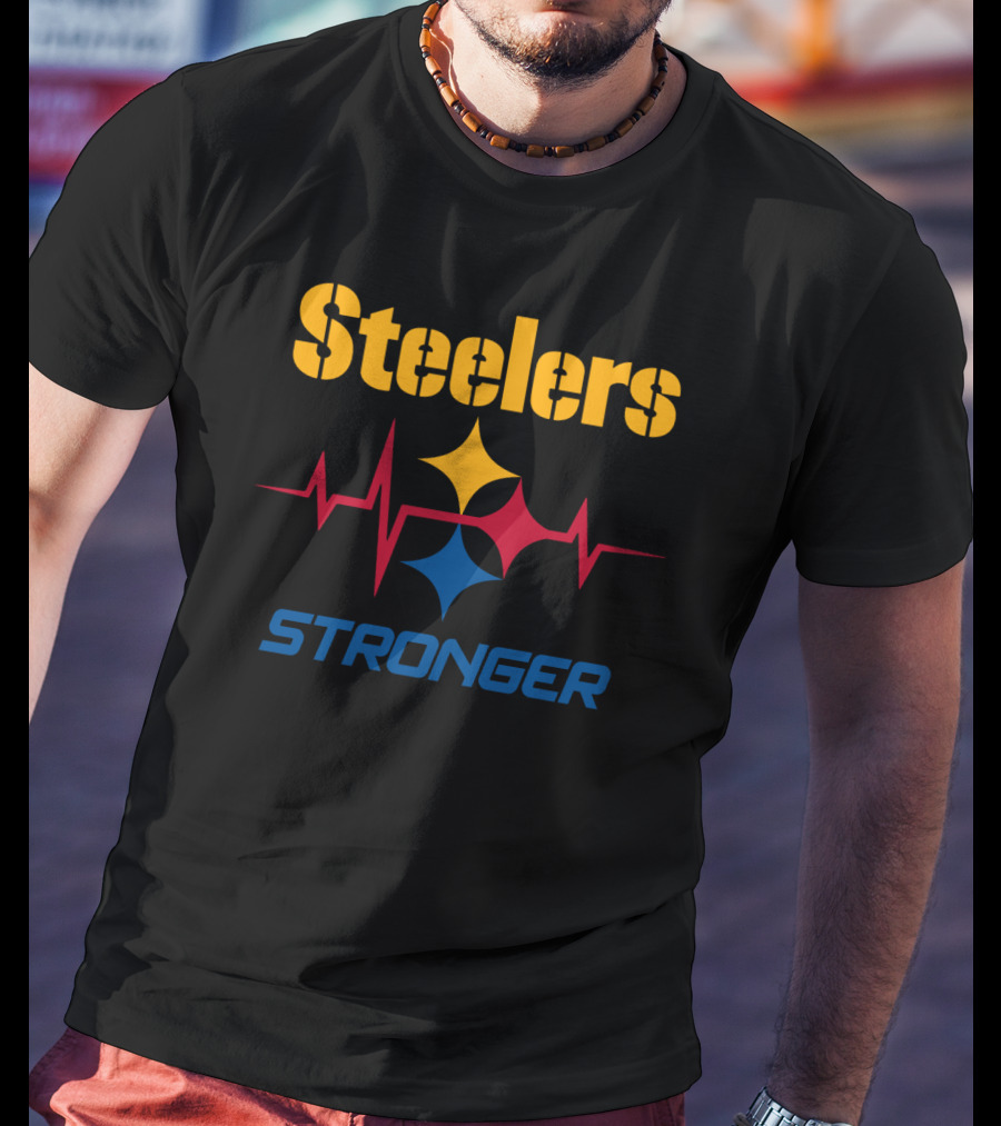 Steelers Stronger With Heartbeat And Iconic Star T-Shirt