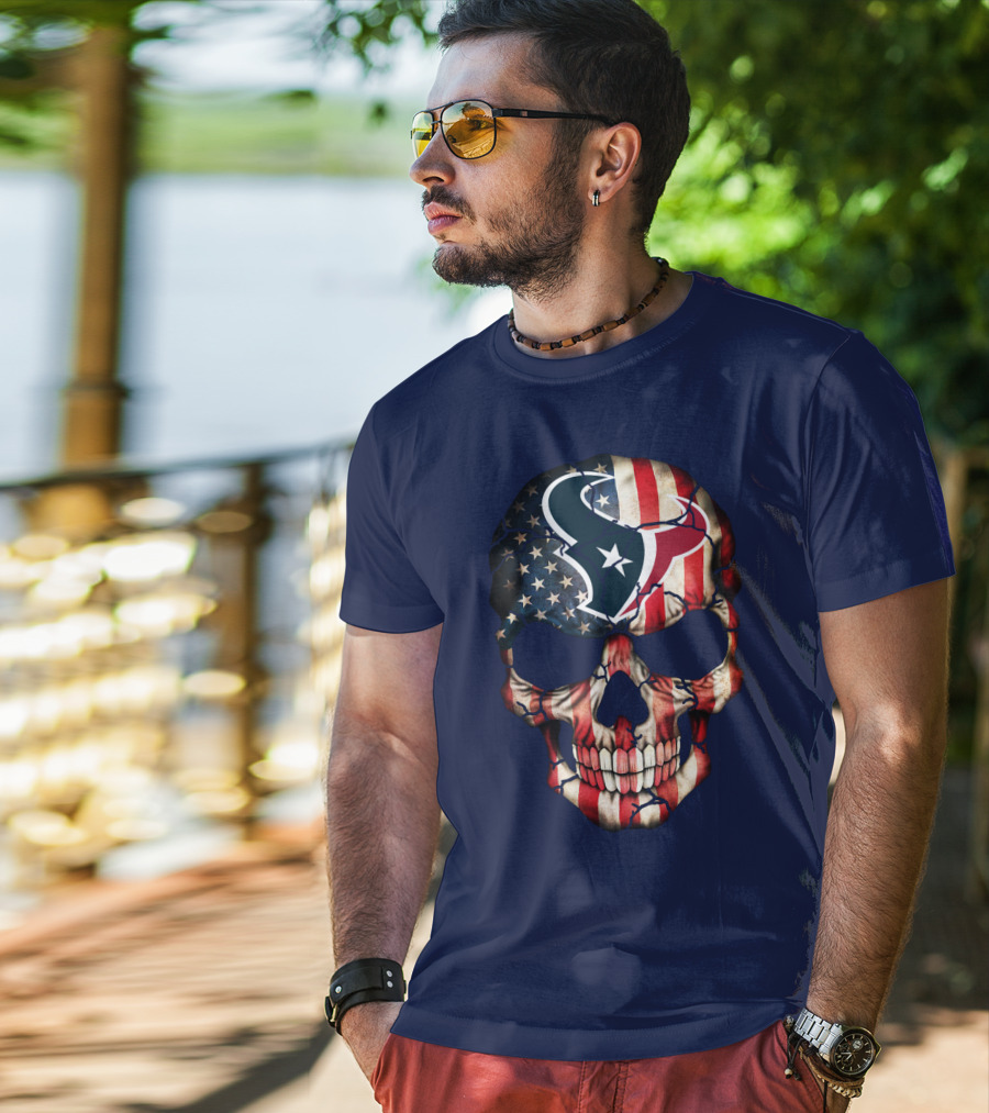 Texans Skull American Flag T-Shirt