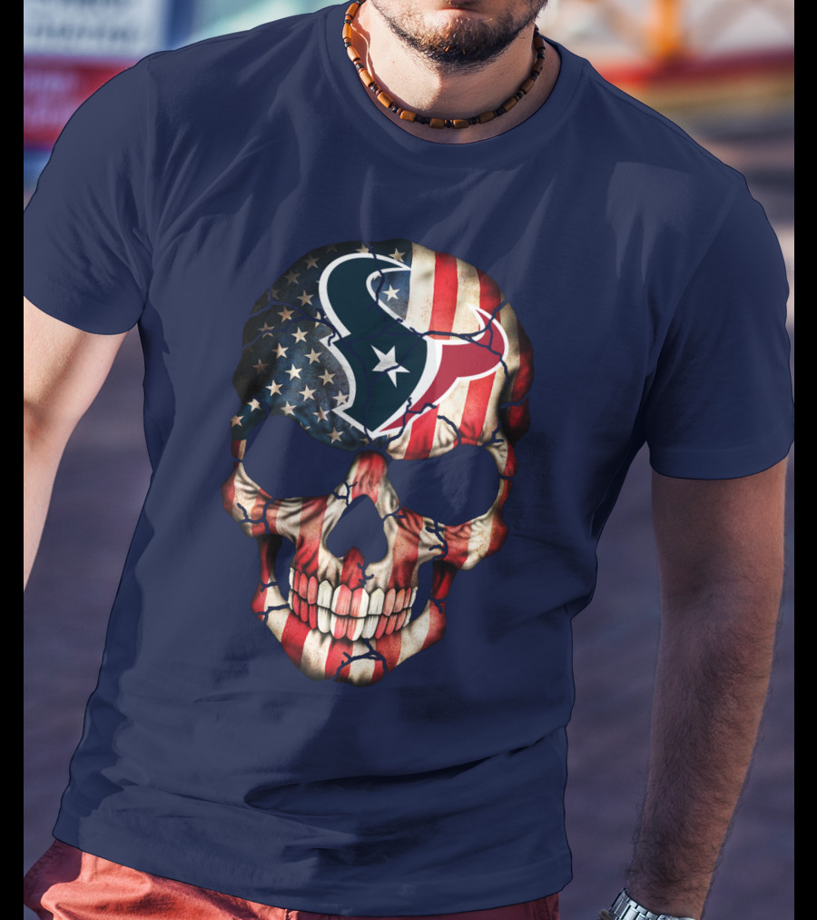 Texans Skull American Flag T-Shirt