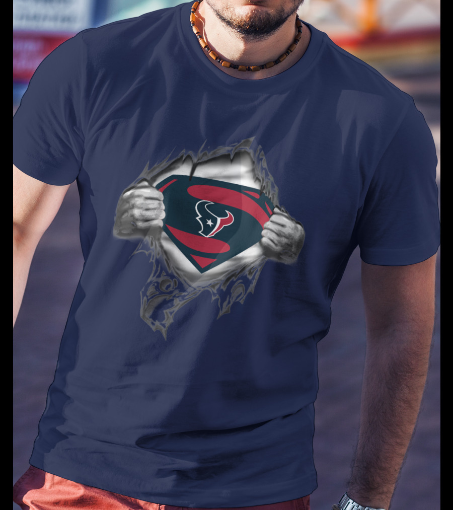 Texans Superhero Logo Rip T-Shirt