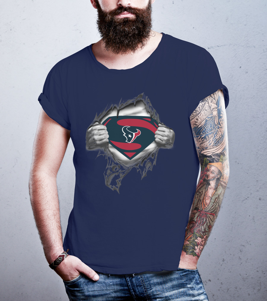 Texans Superhero Logo Rip T-Shirt