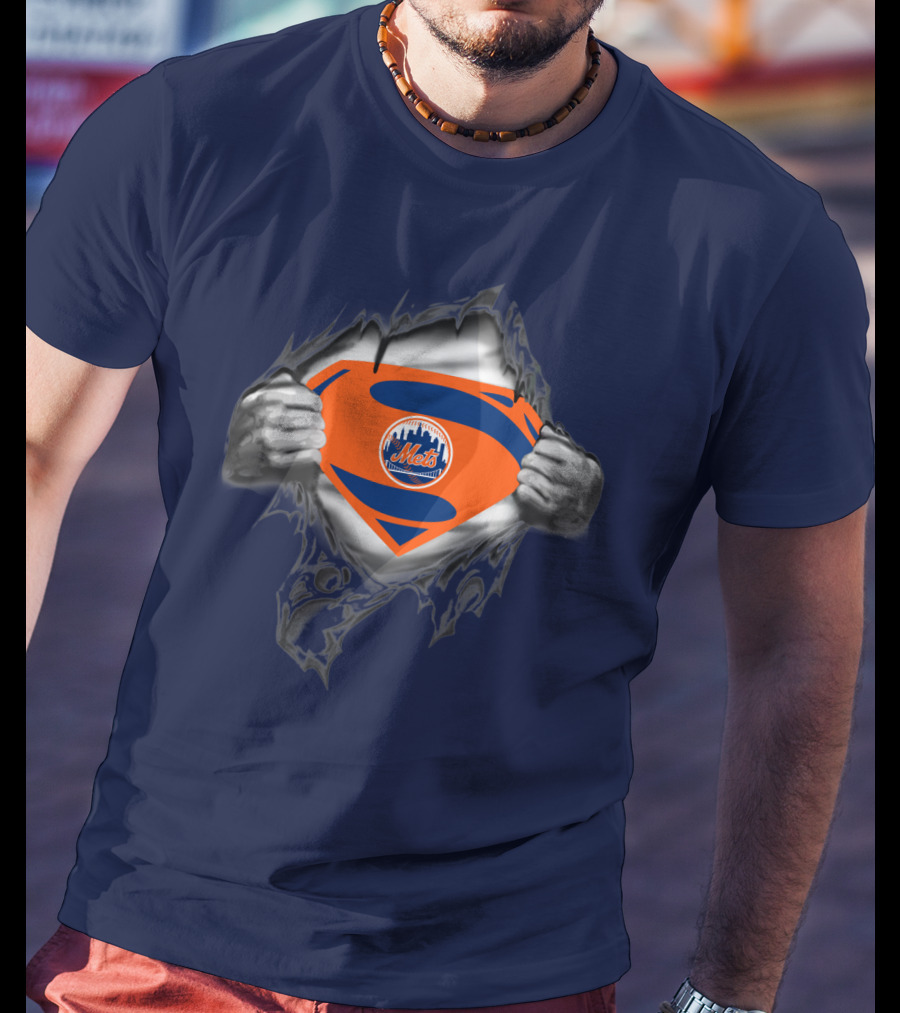 Superman Shield Style New York Mets T-Shirt