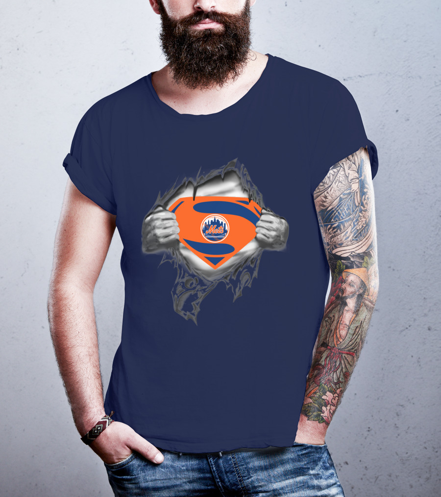 Superman Shield Style New York Mets T-Shirt