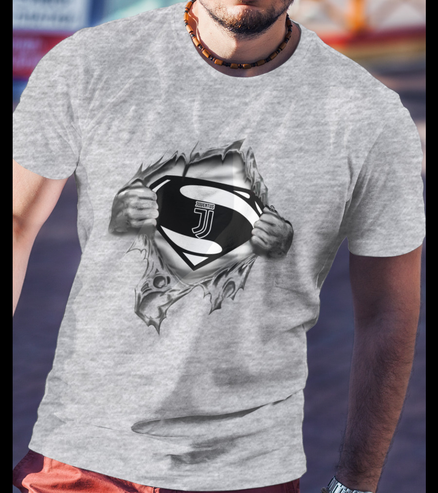 Juventus Superman Emblem Burst Through Steel T-Shirt