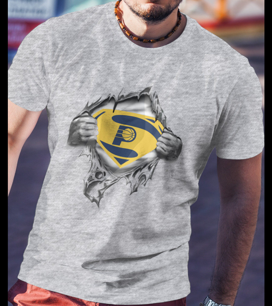 Indiana Pacers Logo Superman Style Peeking Through Torn T-Shirt