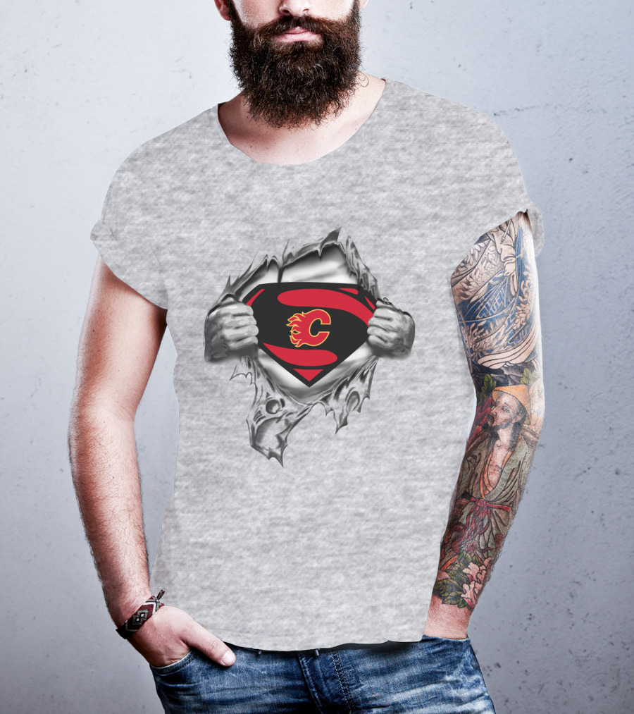 Calgary Flames Superman Logo Burst T-Shirt