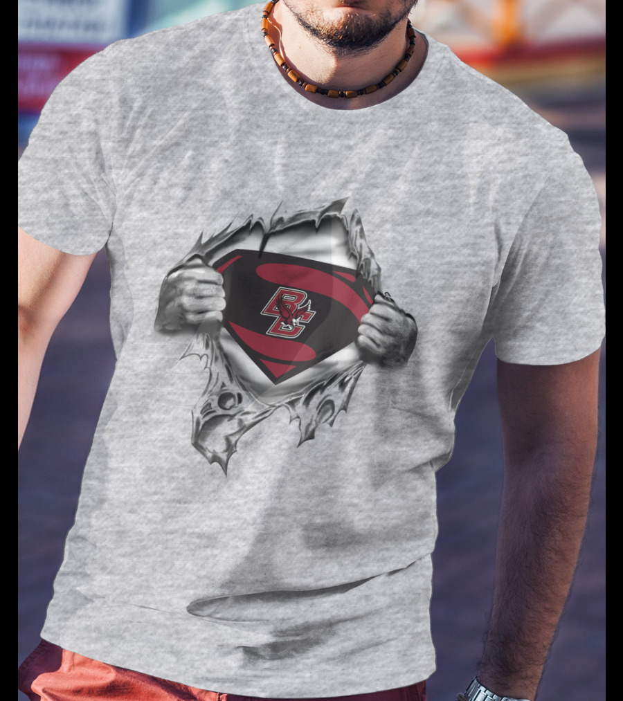 Bc Superhero Emblem Unveiling Boston College Eagles T-Shirt