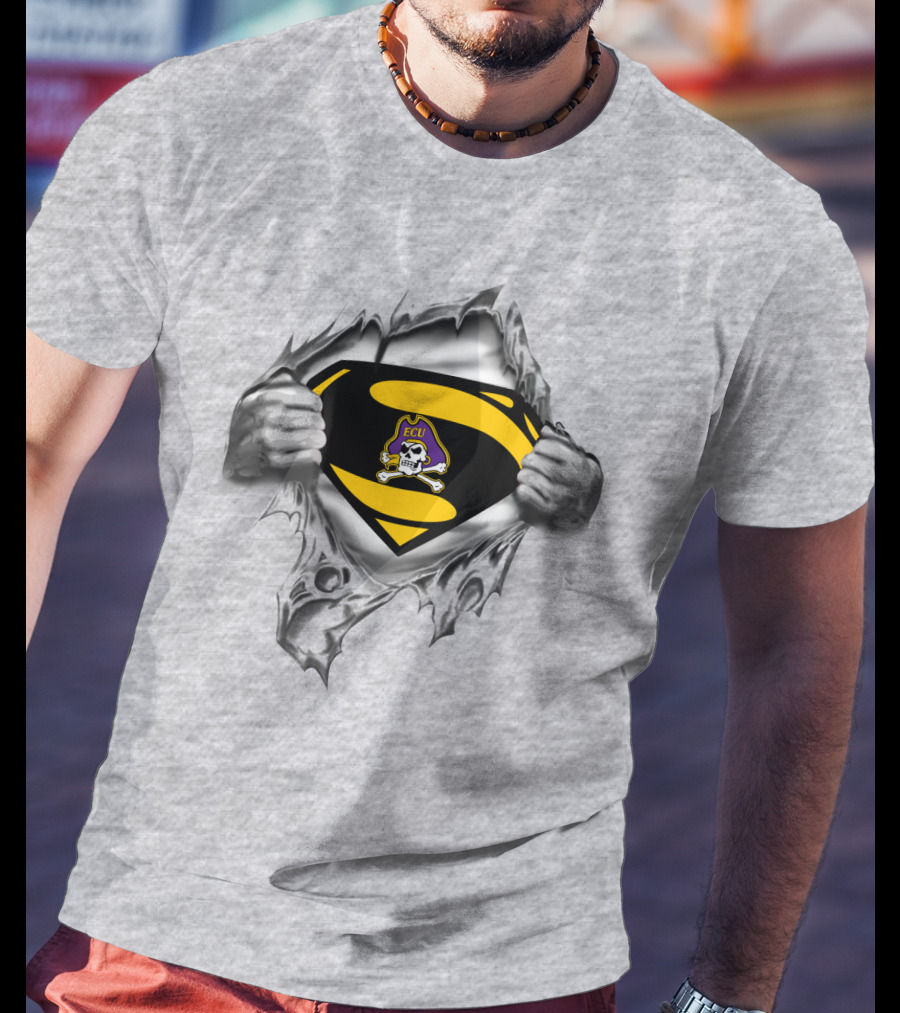 Ecu East Carolina Pirates Skull Logo Superhero Style T-Shirt