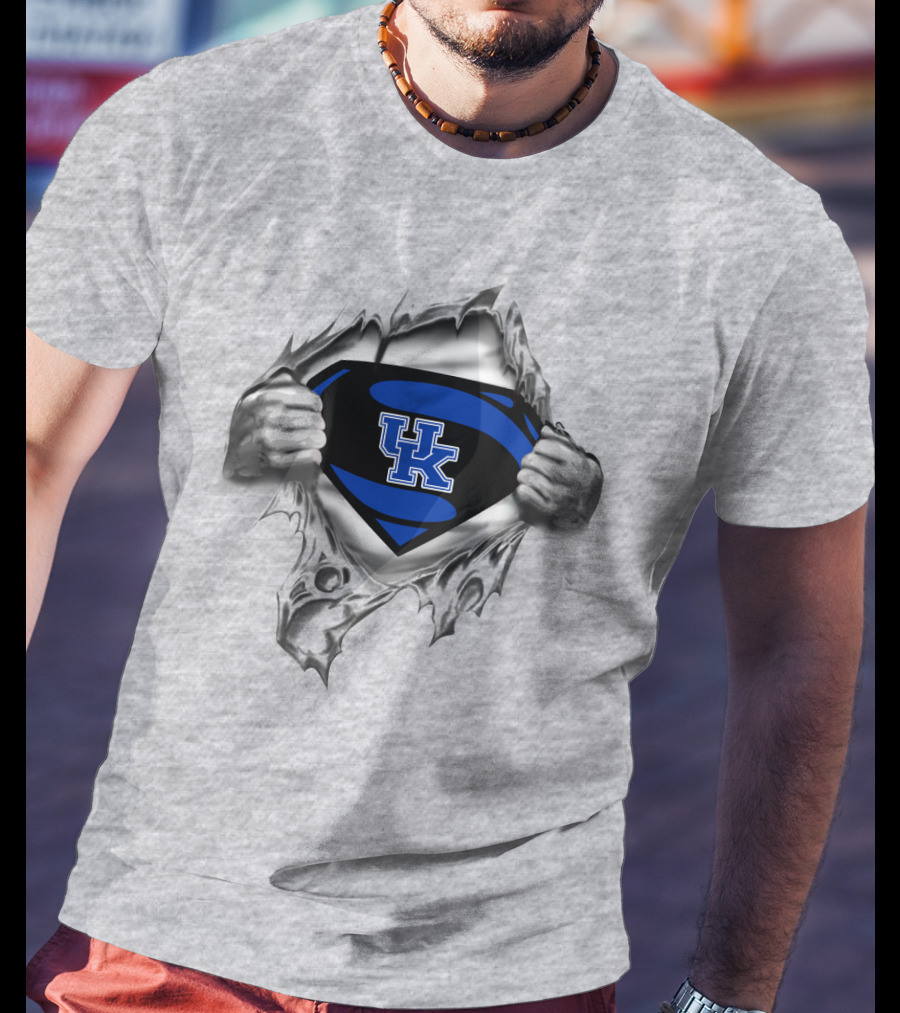 Uk Blue Superman Emblem Kentucky Wildcats T-Shirt