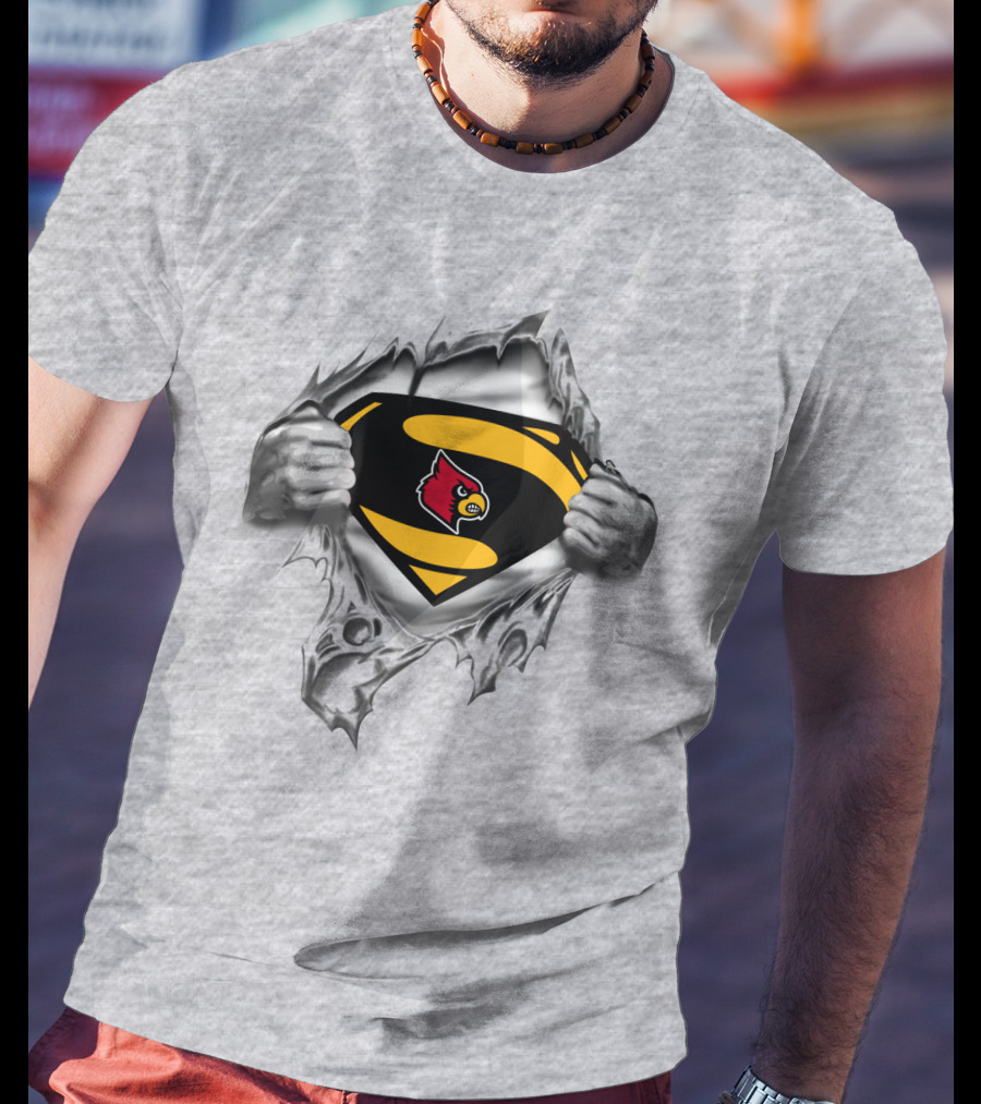 Superman Logo Louisville Cardinals T-Shirt