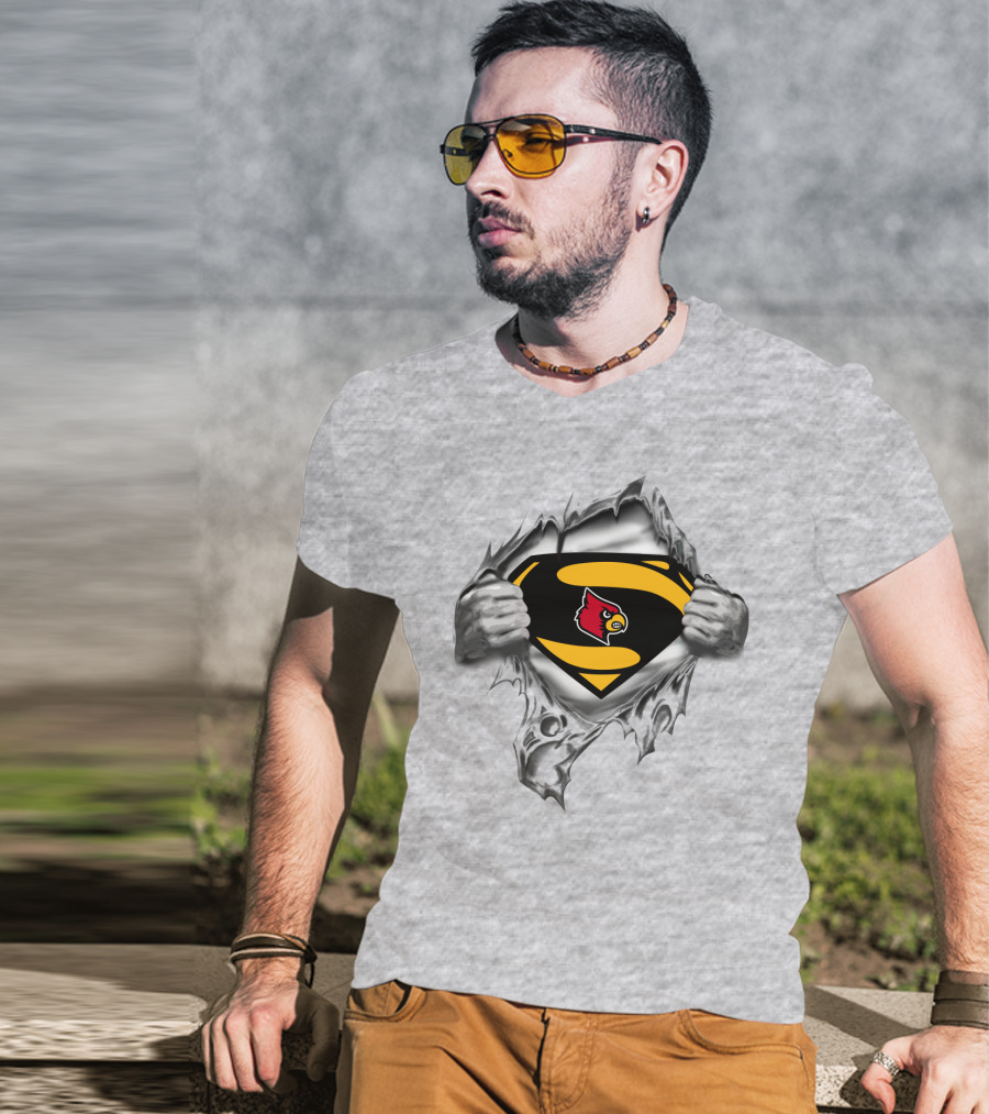 Superman Logo Louisville Cardinals T-Shirt