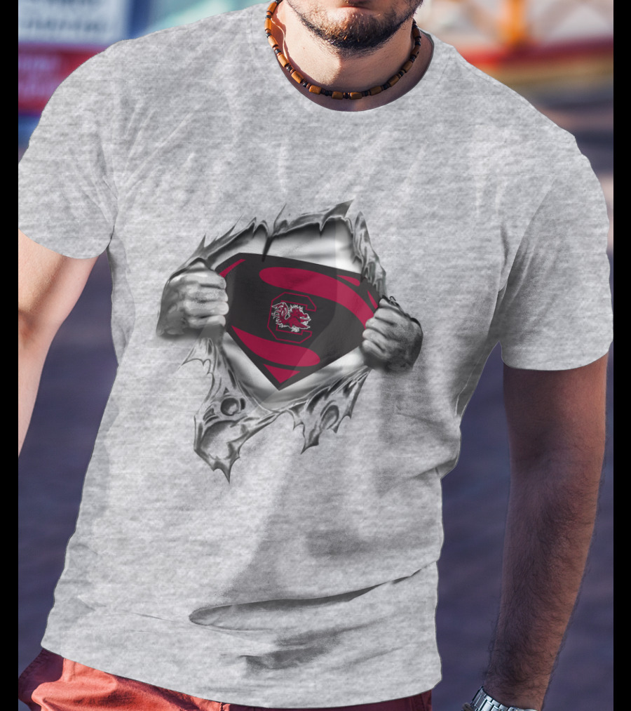 Superman South Carolina Gamecocks Logo Icon With Inner Strength Theme T-Shirt