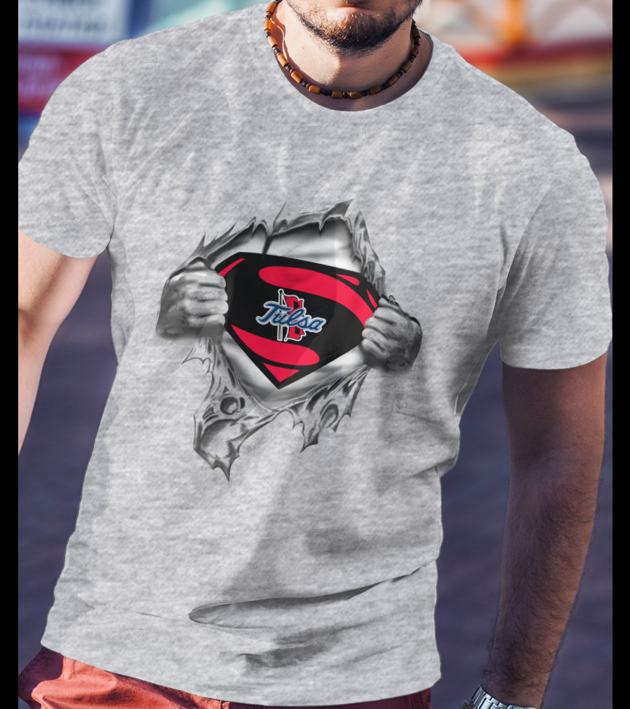 Tulsa Golden Hurricane Superman Logo Rip Superman Style T-Shirt