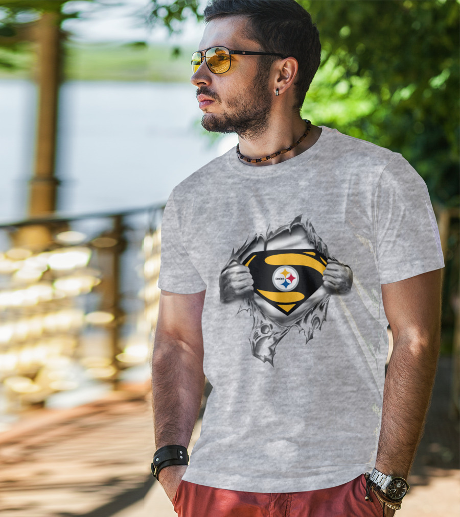 Pittsburgh Steelers Superman Emblem Burst T-Shirt