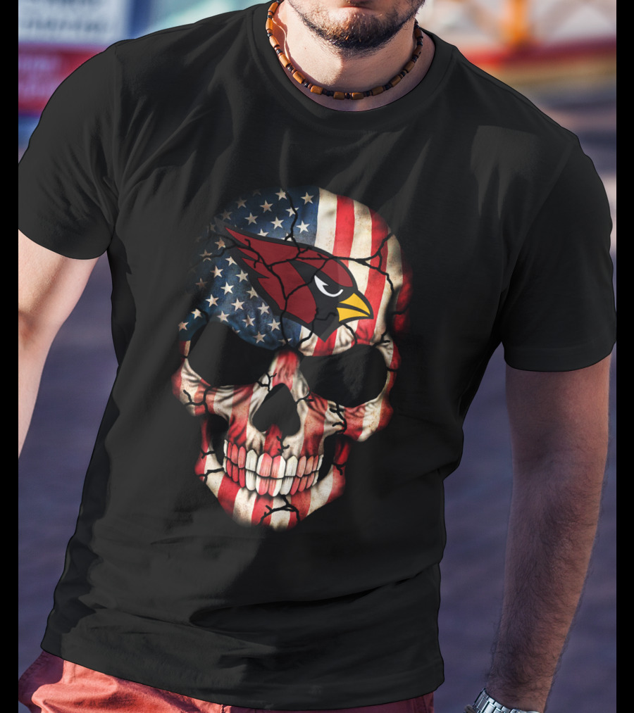 American Flag Cardinals Skull T-Shirt
