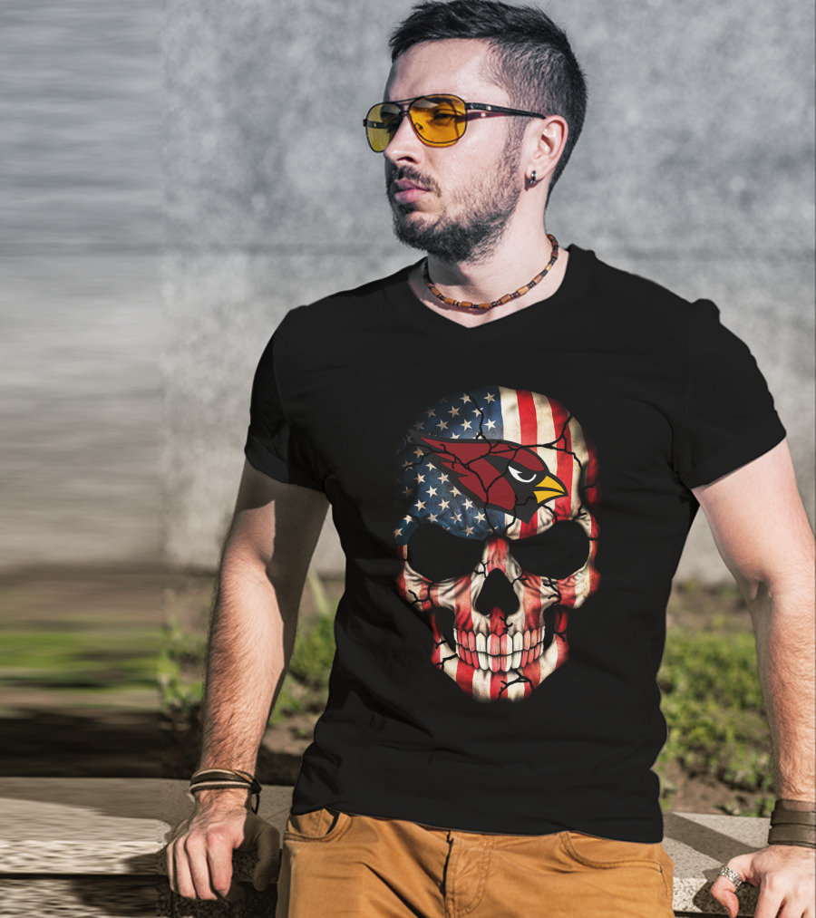 American Flag Cardinals Skull T-Shirt