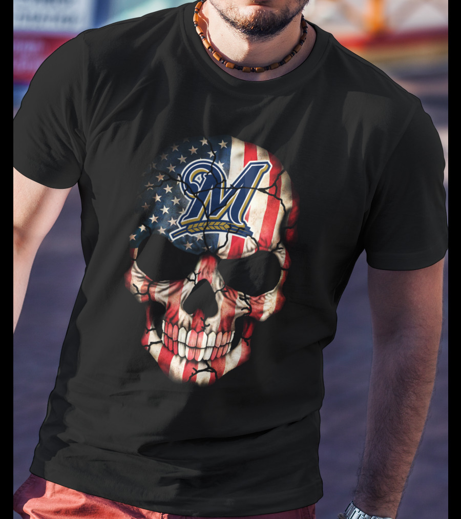 Brewers American Flag Skull T-Shirt