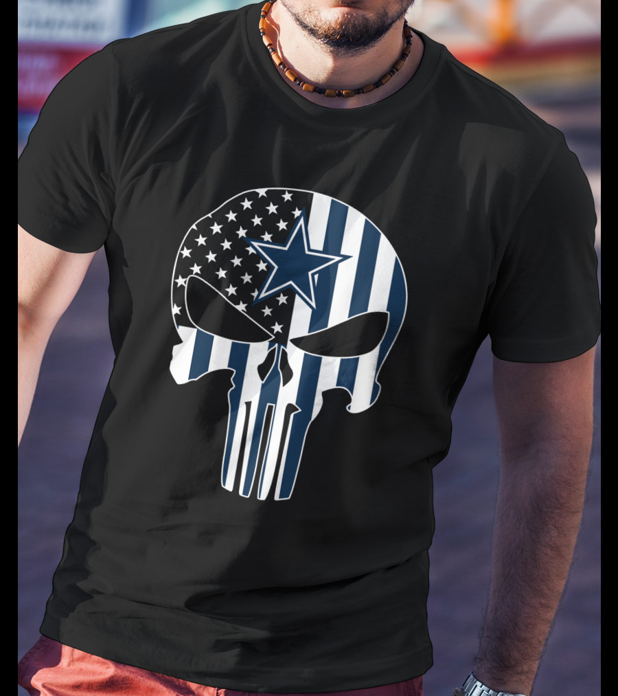 Dallas Cowboys Punisher Skull American Flag T-Shirt