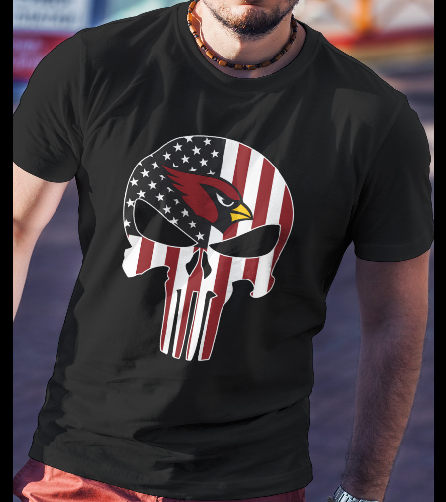 American Flag Punisher Skull Cardinals T-Shirt