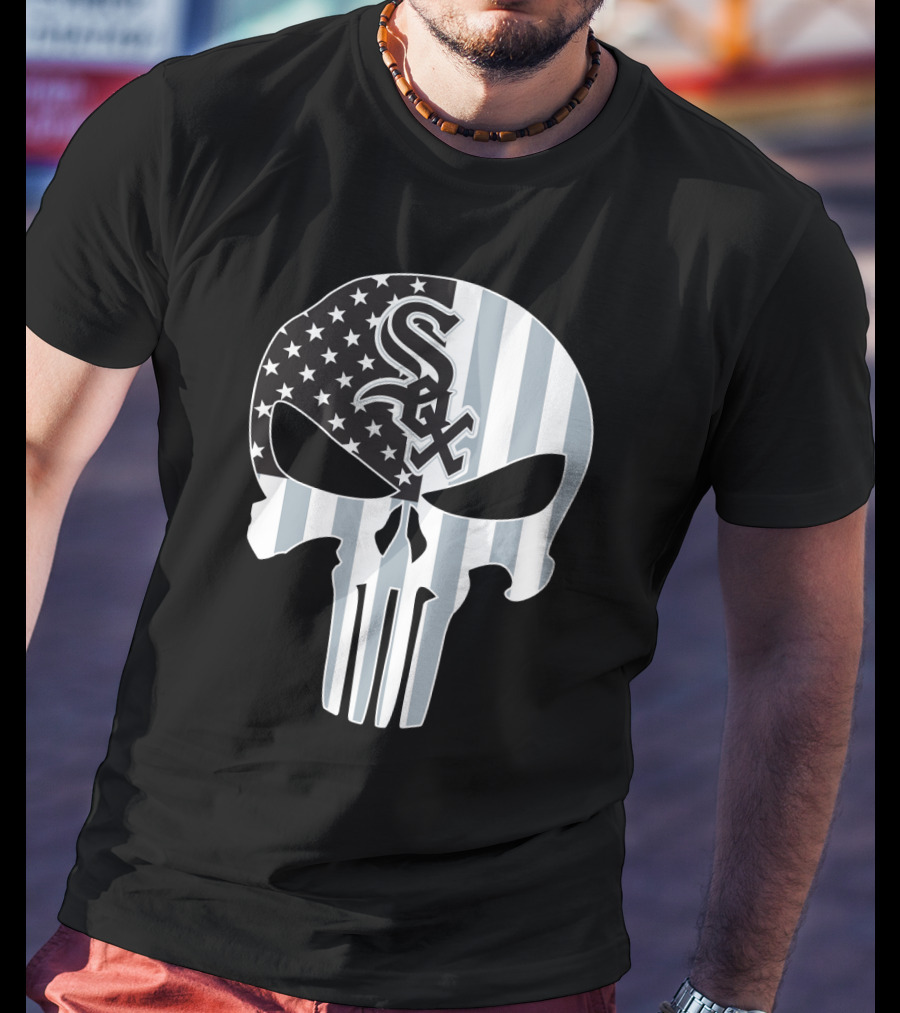 Chicago White Sox Punisher Skull American Flag T-Shirt