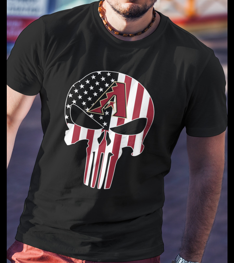 Arizona Diamondbacks American Flag Skull T-Shirt