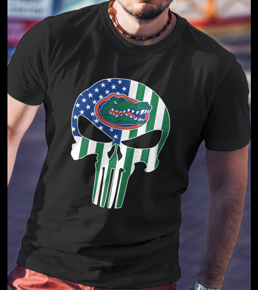 Florida Gators American Flag Punisher Skull T-Shirt