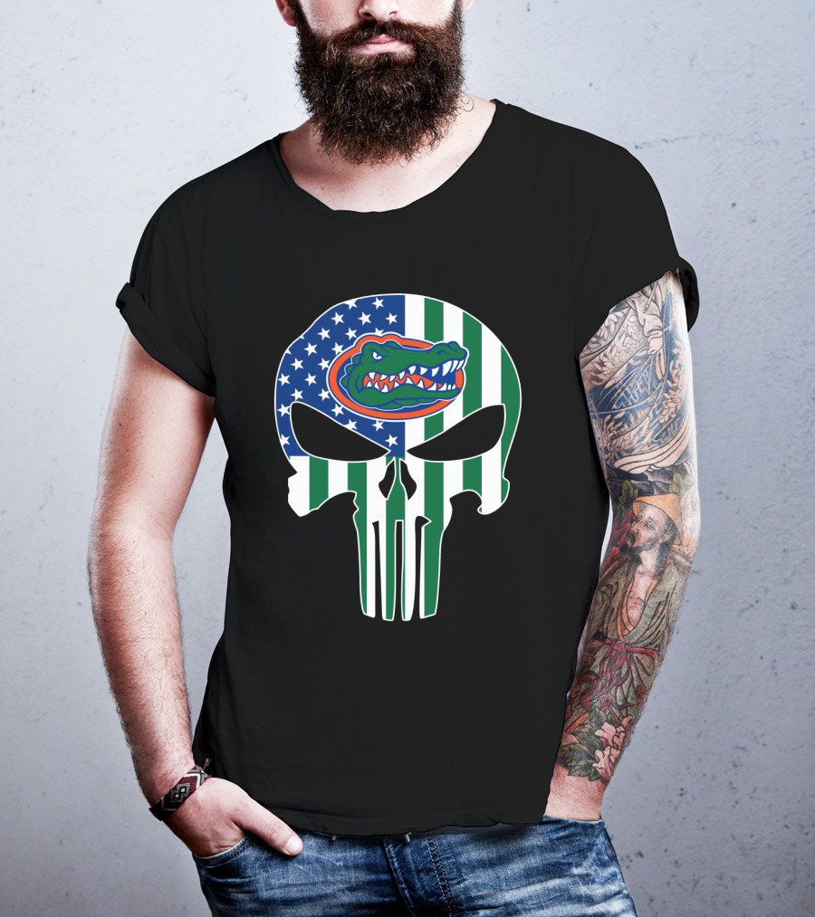 Florida Gators American Flag Punisher Skull T-Shirt