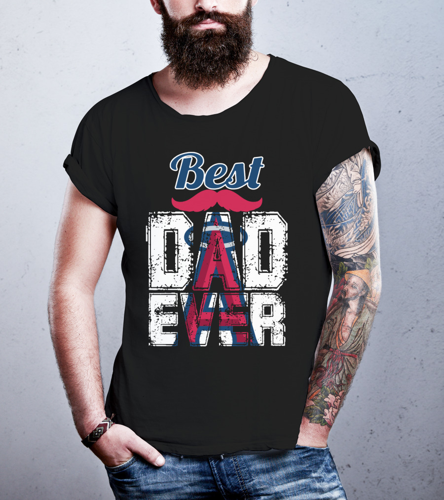 Best Dad Ever Angels Mustache T-Shirt