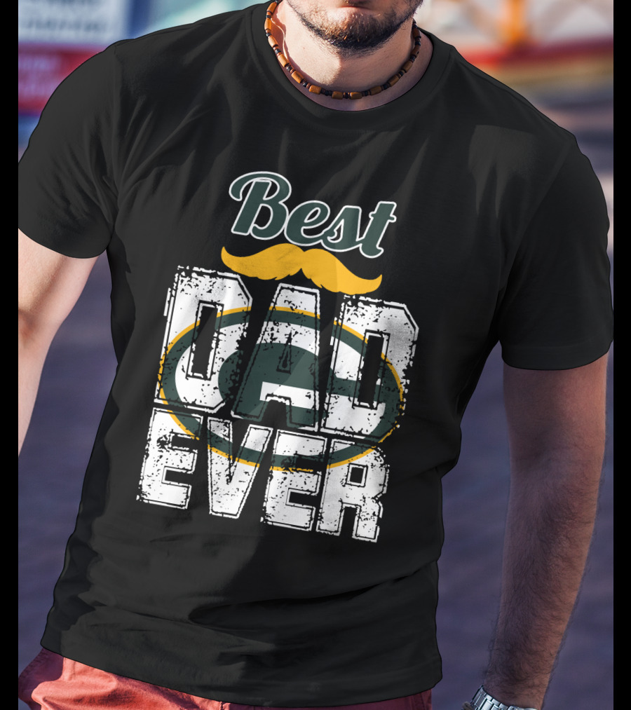 Best Dad Ever Packers Fan Mustache T-Shirt