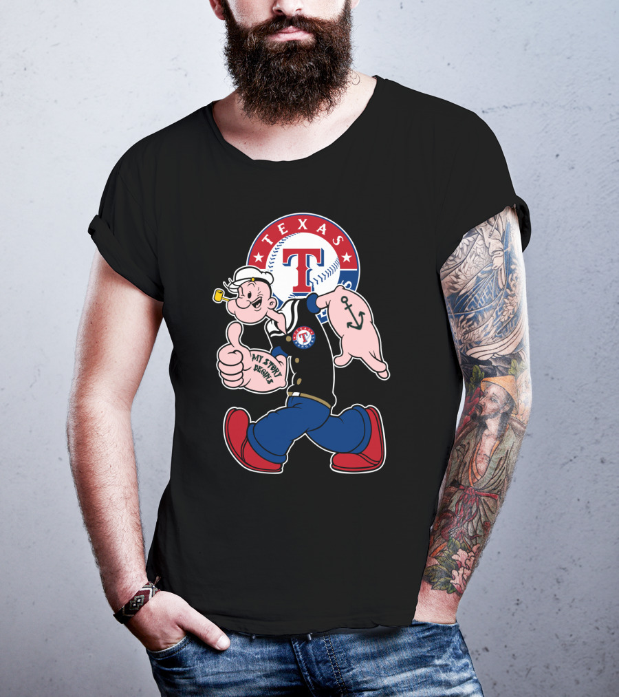 Texas Rangers Popeye Baseball Logo Mashup T-Shirt