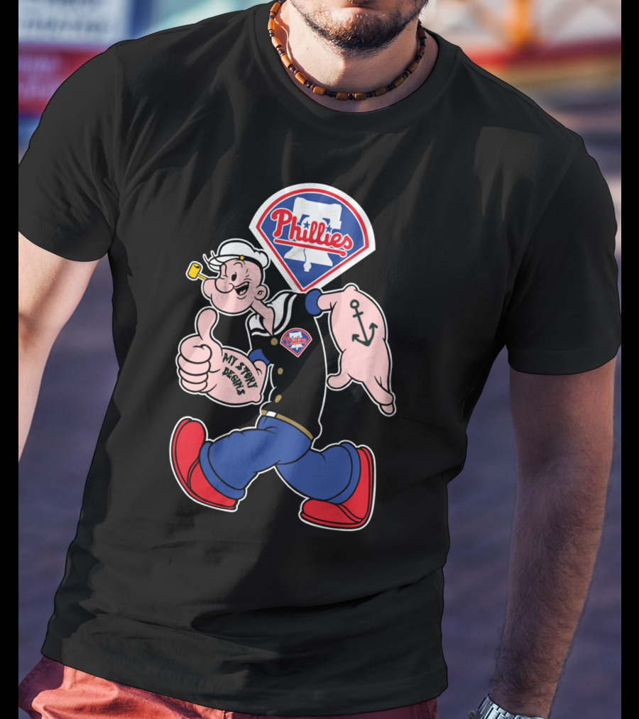 Phillies Popeye Thumbs Up Phillies Logo Retro Style T-Shirt