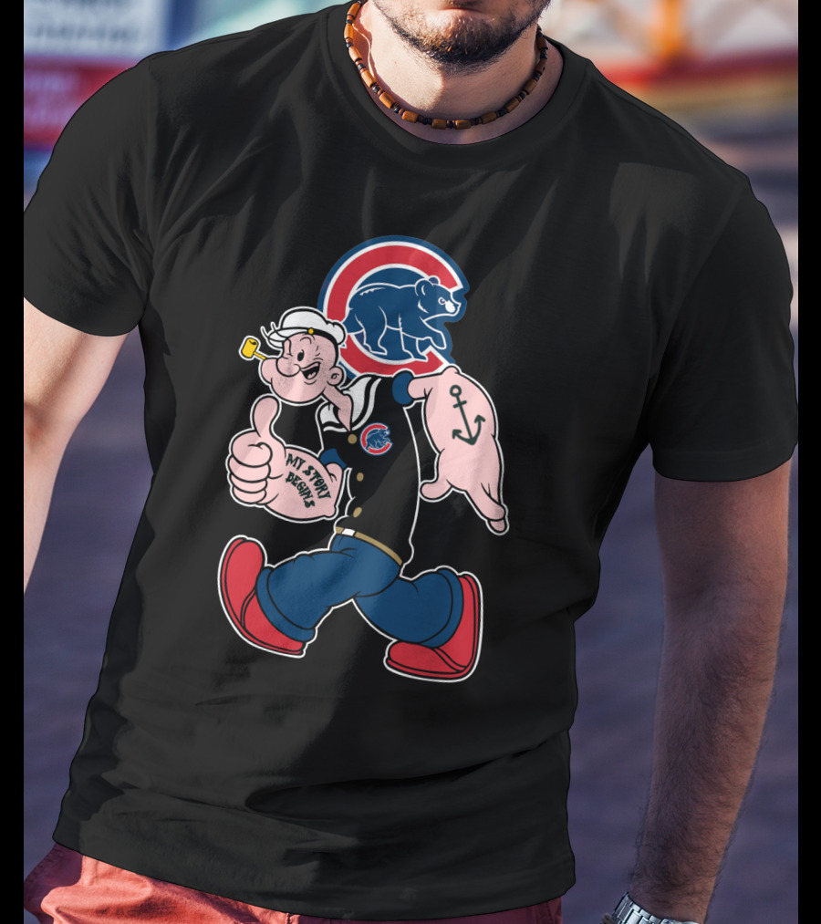 Chicago Cubs Popeye Cartoon Crossover T-Shirt