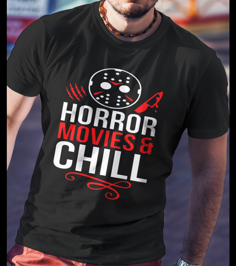 Horror Movies And Chill Hockey Mask Knife Relaxation T-Shirt