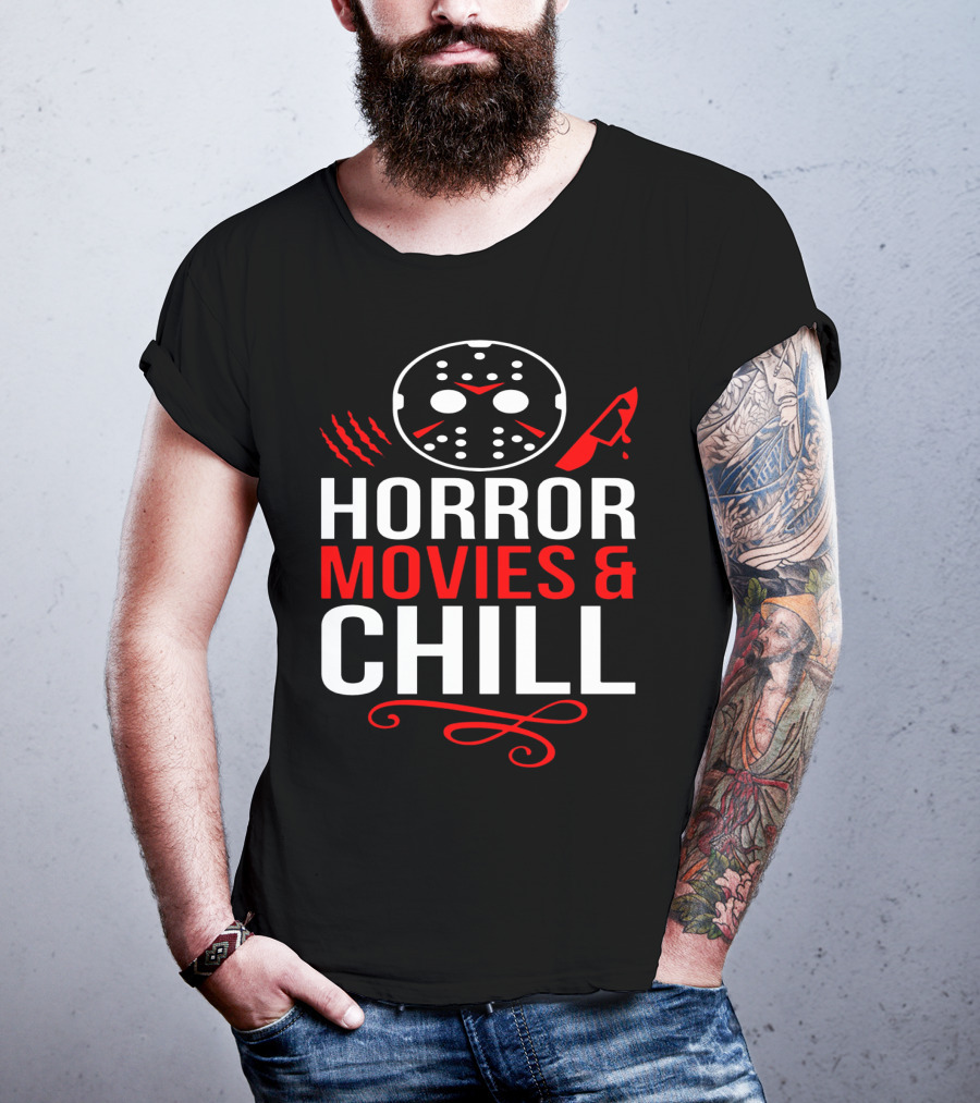 Horror Movies And Chill Hockey Mask Knife Relaxation T-Shirt
