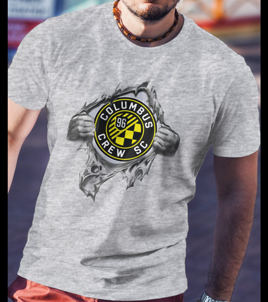 Columbus Crew Sc 96 Soccer Logo Through Metal Rip T-Shirt