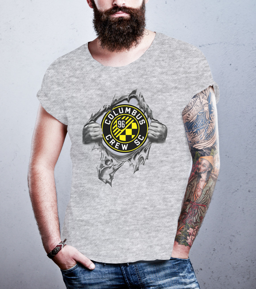 Columbus Crew Sc 96 Soccer Logo Through Metal Rip T-Shirt
