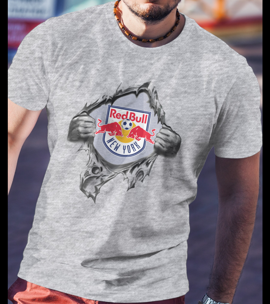 New York Red Bulls Logo With Ripped Effect T-Shirt