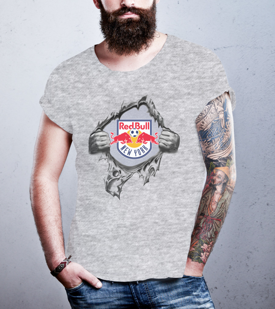 New York Red Bulls Logo With Ripped Effect T-Shirt