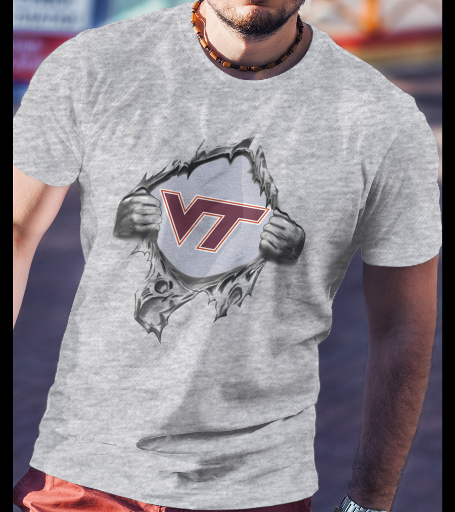 Vt Logo Breaking Through Virginia Tech Hokies T-Shirt
