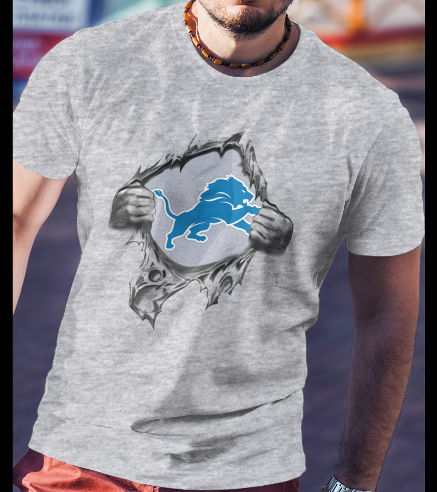 Detroit Lions Logo Ripped Reveal T-Shirt