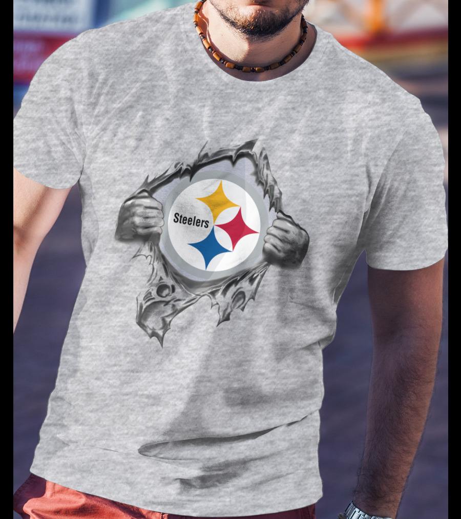 Pittsburgh Steelers Logo With Tearing Hands T-Shirt