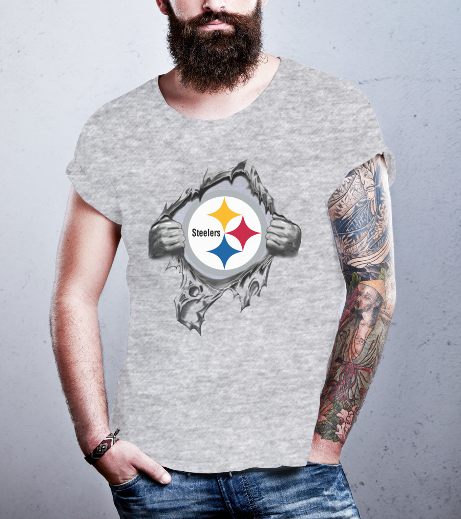 Pittsburgh Steelers Logo With Tearing Hands T-Shirt