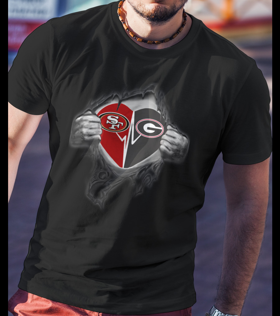 Georgia Bulldogs San Francisco 49ers Heart T-Shirt