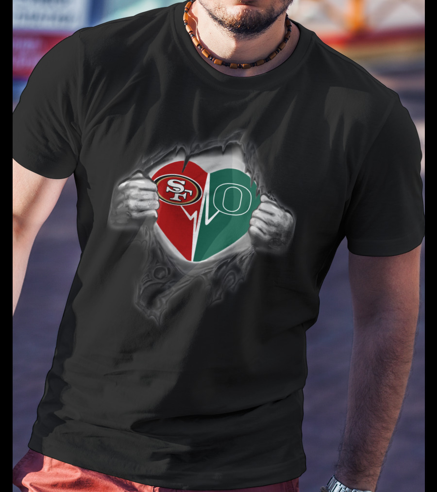 Oregon Ducks San Francisco 49ers Heart T-Shirt