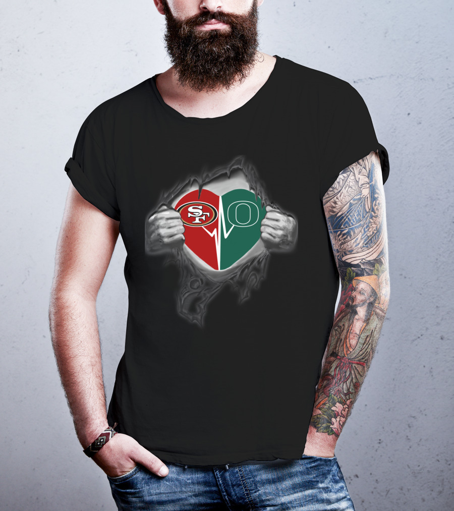 Oregon Ducks San Francisco 49ers Heart T-Shirt