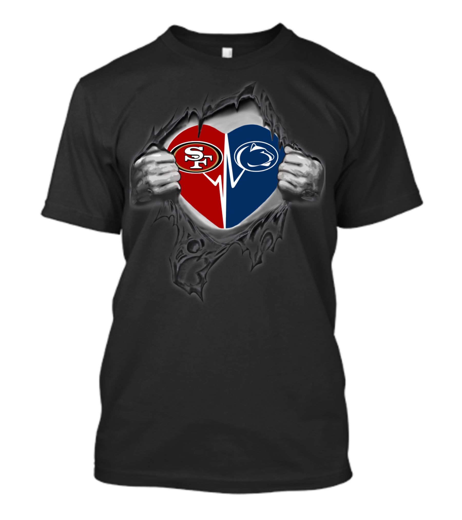 Penn State Nittany Lions San Francisco 49ers Heart Combo T-Shirt