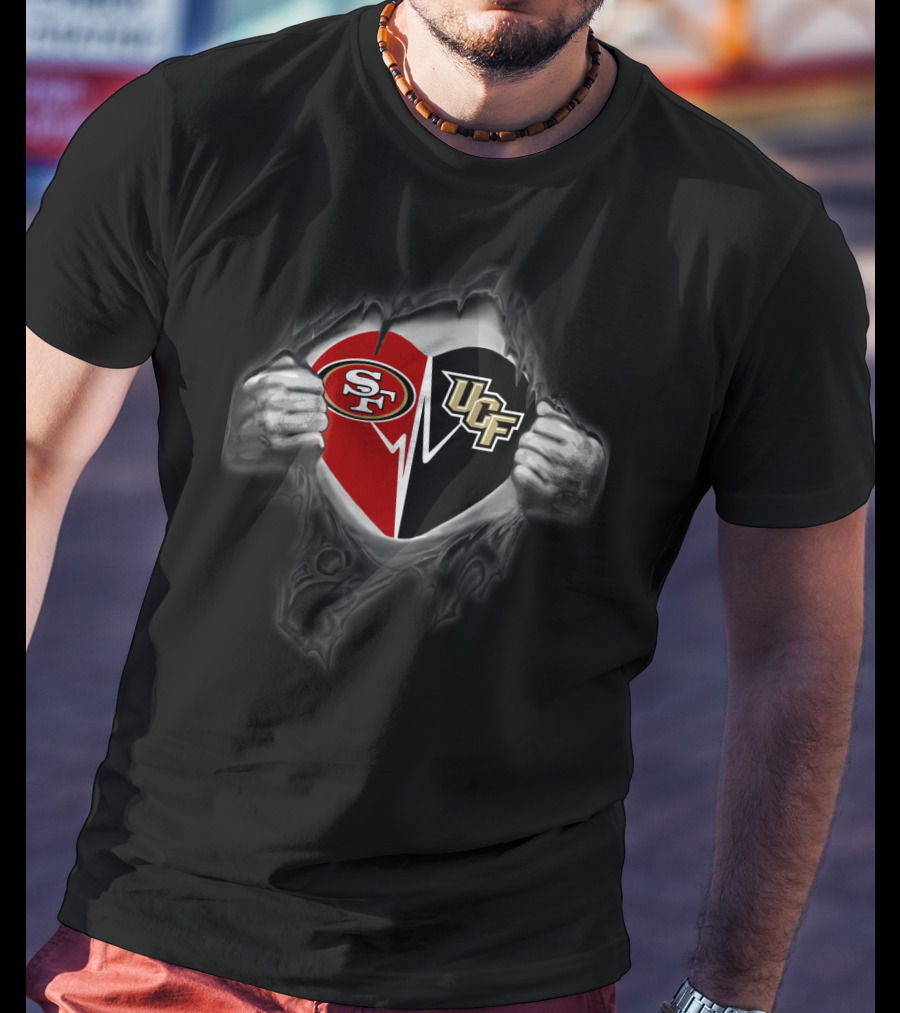 Ucf Knights San Francisco 49ers Split Heart T-Shirt