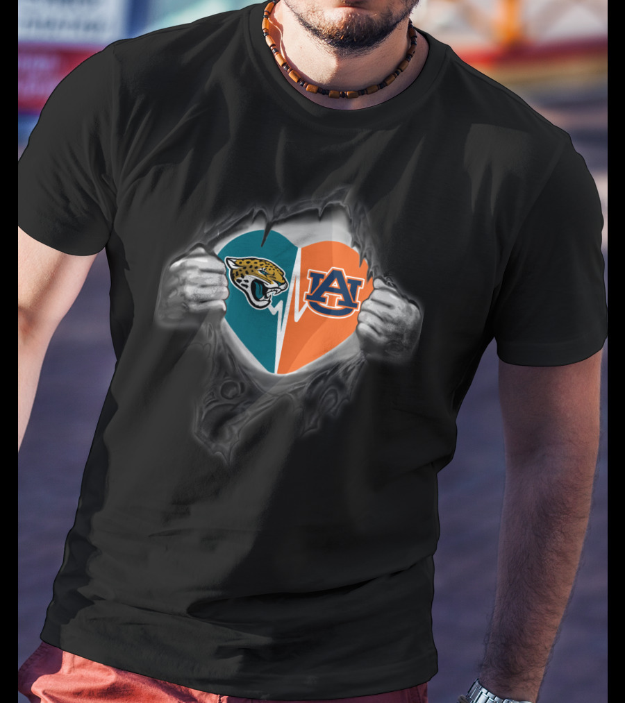 Jacksonville Jaguars Auburn Tigers Heart T-Shirt