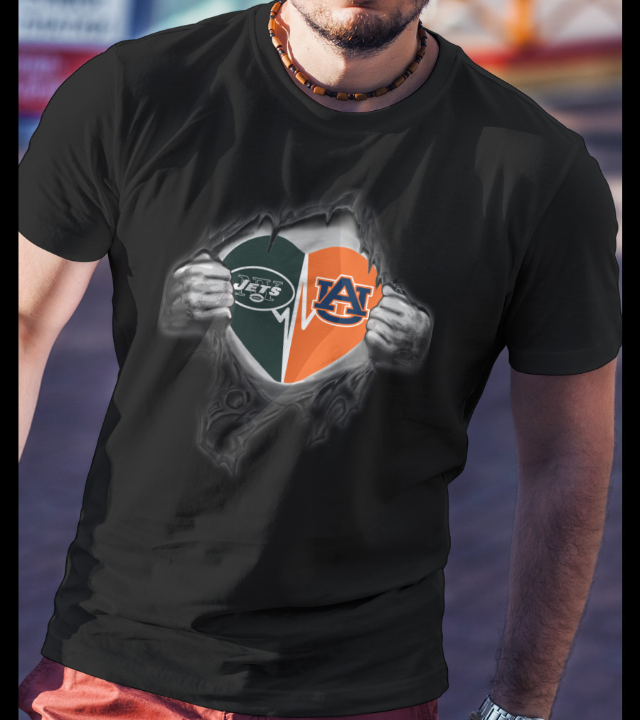 Jets Auburn Heart Rip T-Shirt