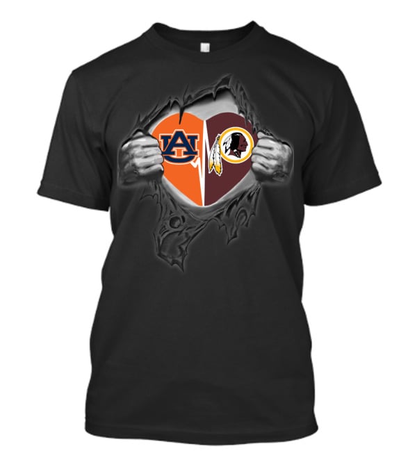 Auburn Tigers Washington Redskins Heart T-Shirt